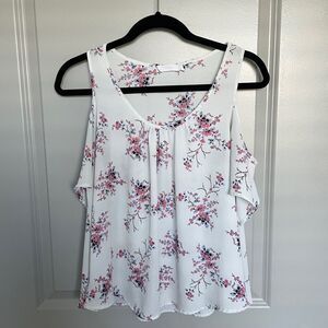 Blu Pepper Cold Shoulder Floral Print Blouse